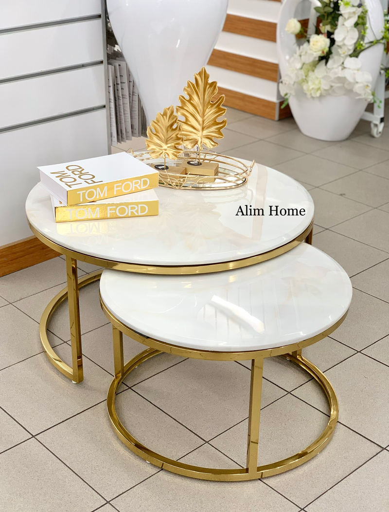 Messina Gold Couchtisch 2er Set