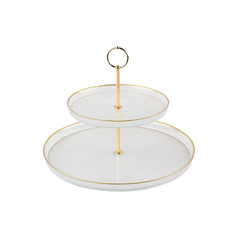 Rexy Transparent-Gold Etagere 2-stöckig