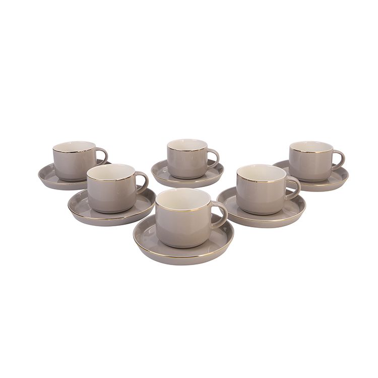 Lunel Taupe Kaffeetassenset 12 teilig für 6 Personen