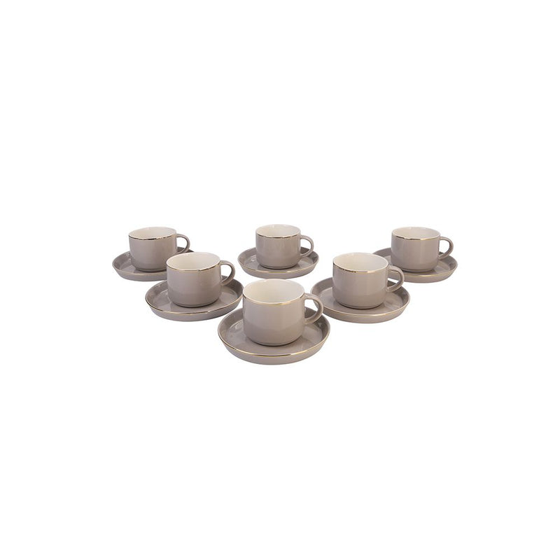Lunel Taupe Mokkatassenset 12 teilig für 6 Personen