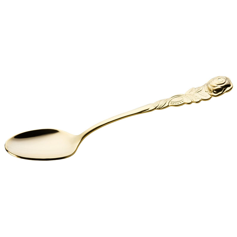 6 Stück Teelöffel mit Rosendekor Goldfarben