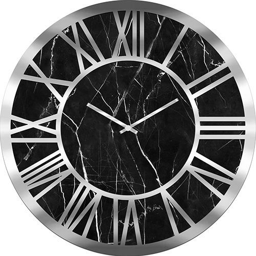 Wanduhr mit Marmor Optik Schwarz 40cm