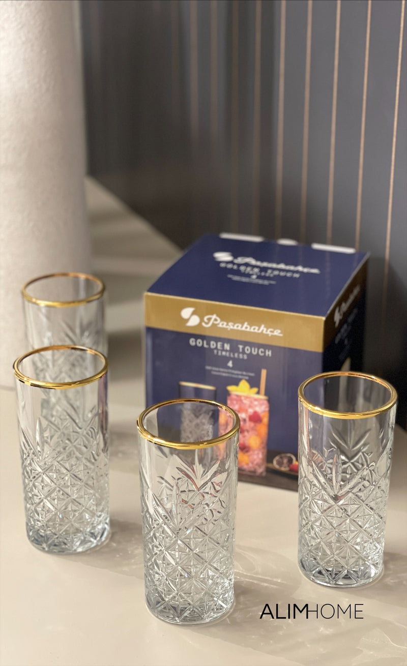 Pasabahce Timeless Golden Touch 4 teilig Longdrinkglas 300ml