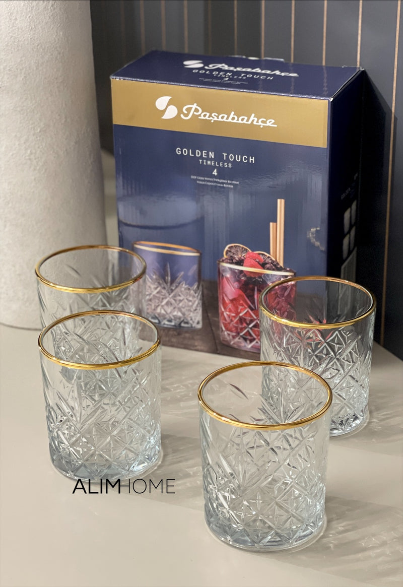 Pasabahce Timeless Golden Touch 4 teilig Trinkglas 345ml