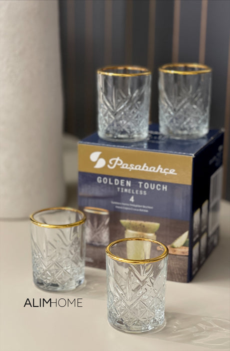 Pasabahce Timeless Golden Touch 4 teilig Mini Trinkglas 60ml