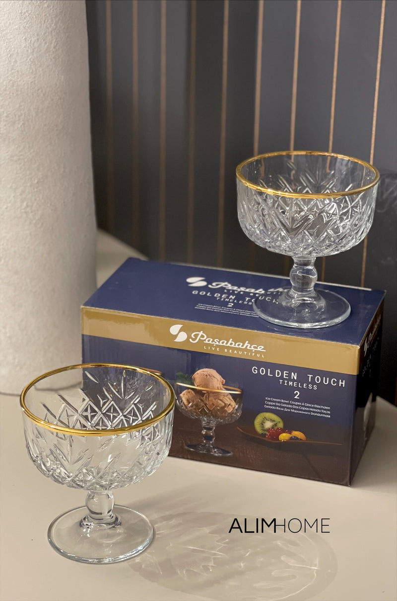 Pasabahce Timeless Dessertglas Golden Touch 255ml 2 teilig