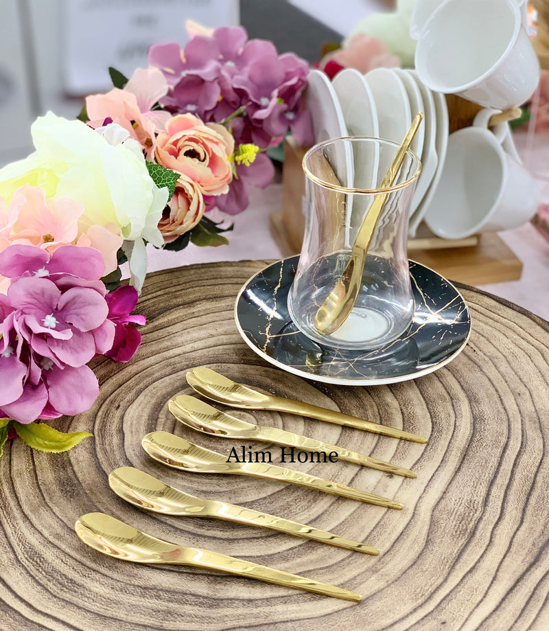 Ferveo Tarz 6 Stück Gold Teelöffel