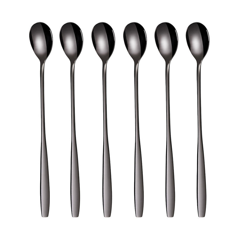 6 Stück Edelstahl Longdrinklöffel Schwarz — Alim Home