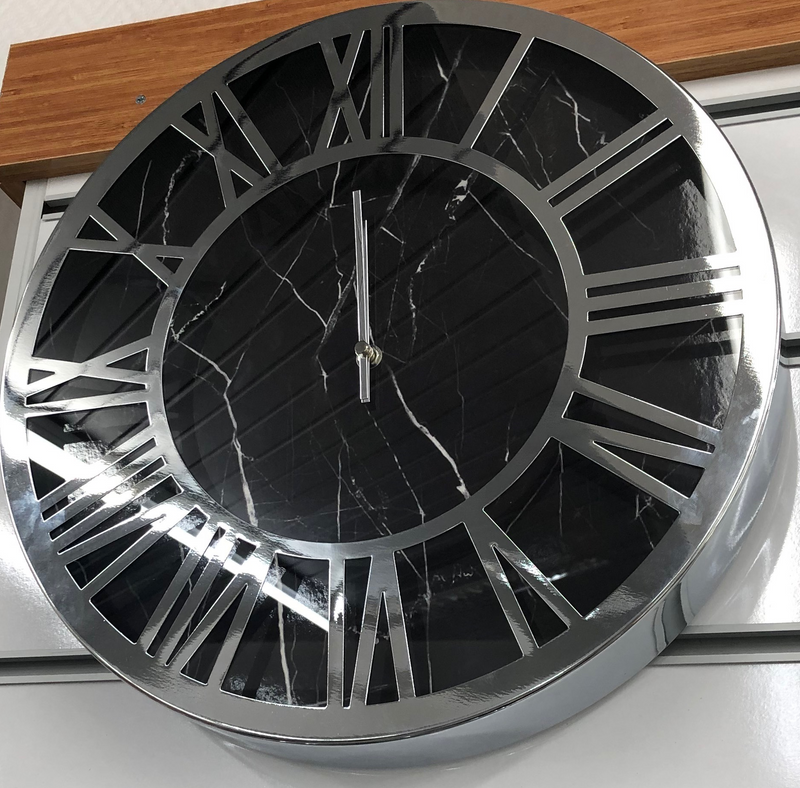 Wanduhr mit Marmor Optik Schwarz 40cm