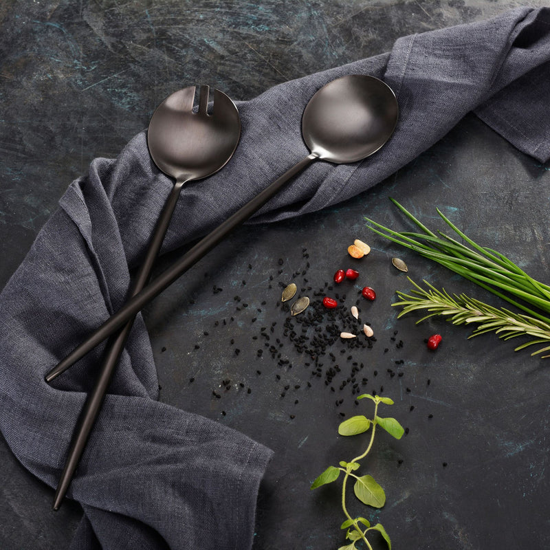 Salatbesteck Provence Matt Schwarz Edelstahl