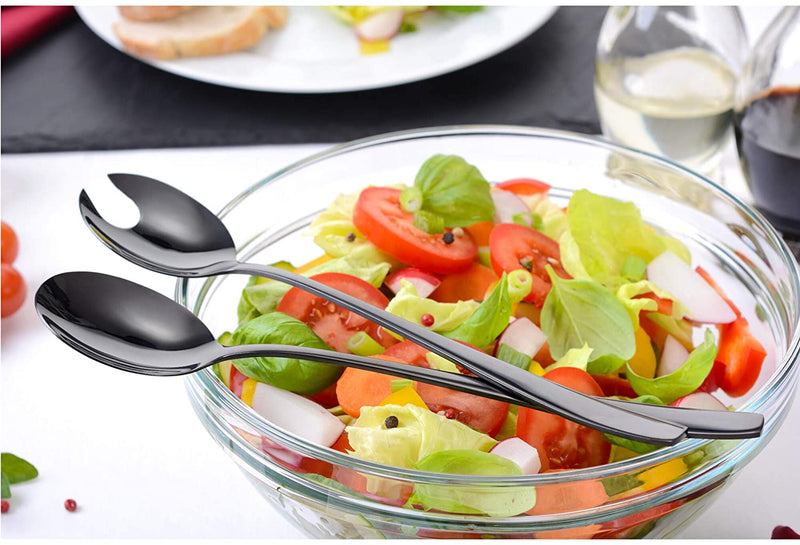 Edelstahl Salatbesteck Schwarz 2 teilig