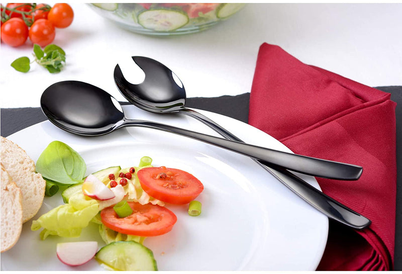Edelstahl Salatbesteck Schwarz 2 teilig